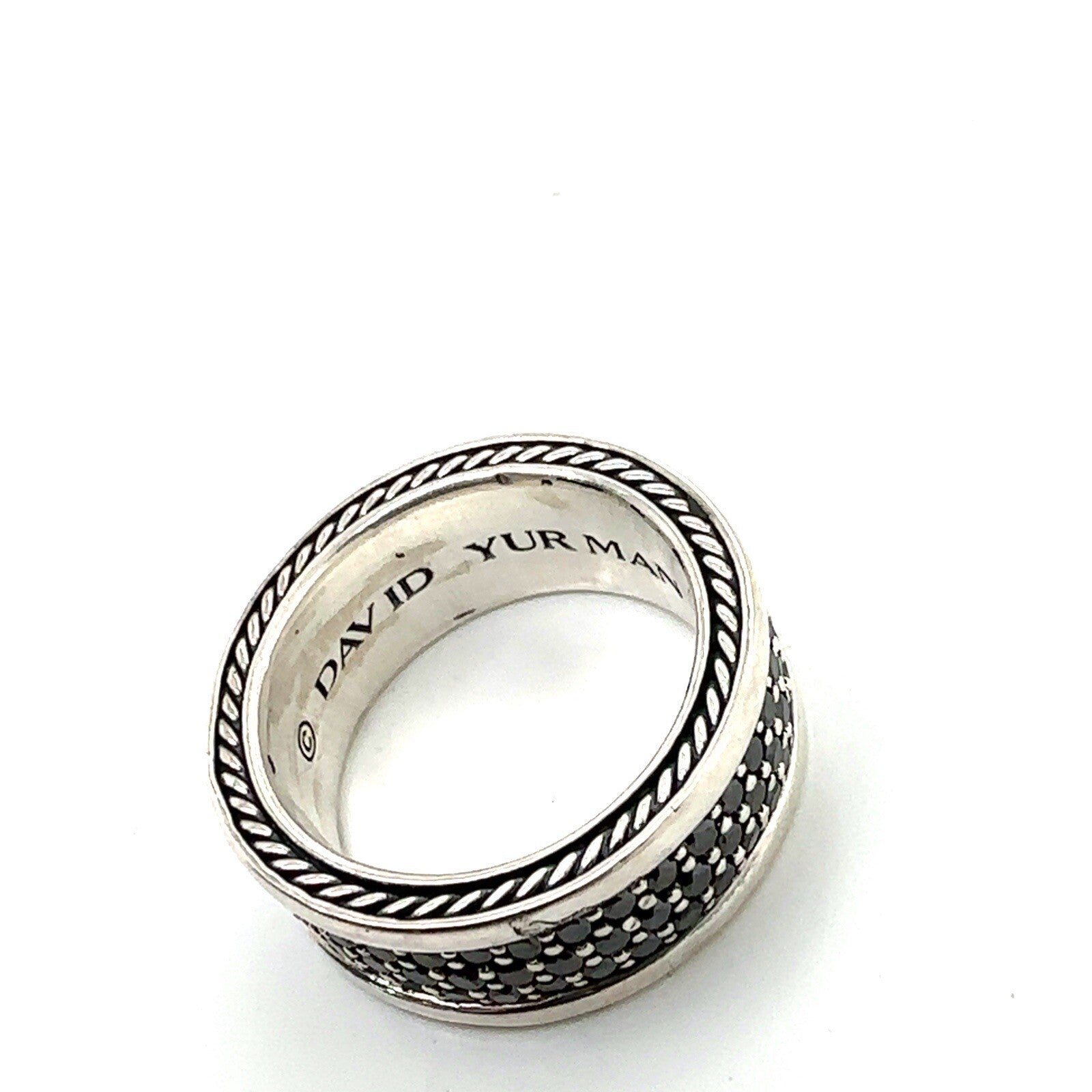 David Yurman Sterling Silver 3 Row Black Diamond Streamline Band Ring Size 7.5 — view 5