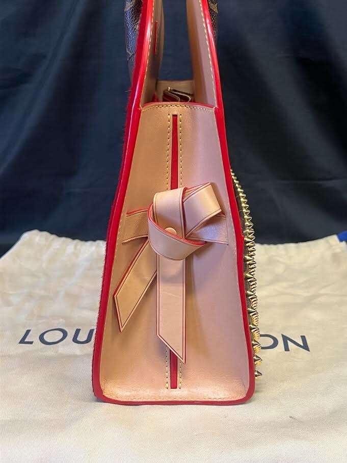 Louis Vuitton x Christian Louboutin Monogram Studded Red Calfhair Top Handle Bag (view 2)