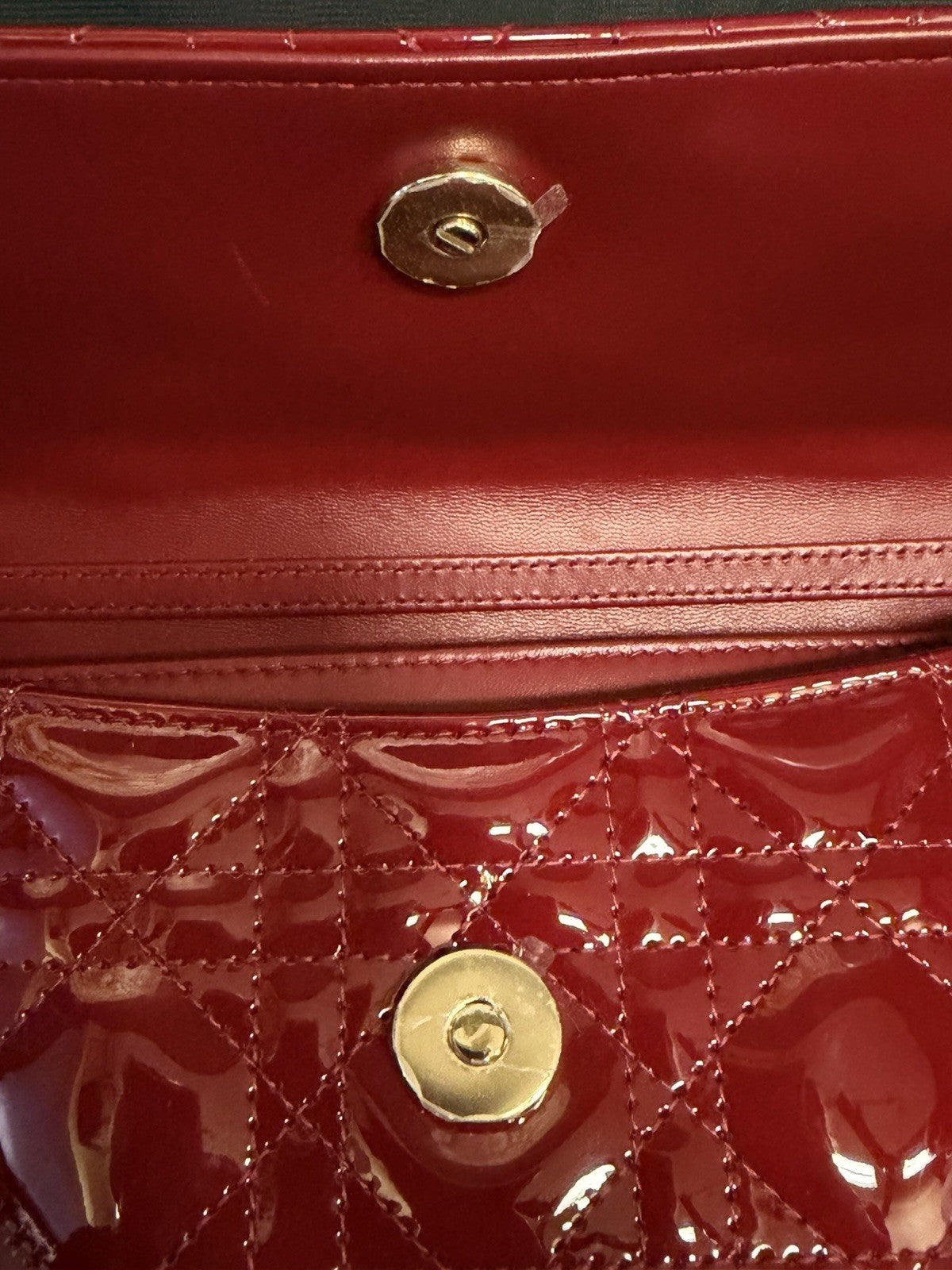 Christian Dior My Dior Mini Bag Cherry Red Patent Cannage Calfskin, Chain Strap — view 9