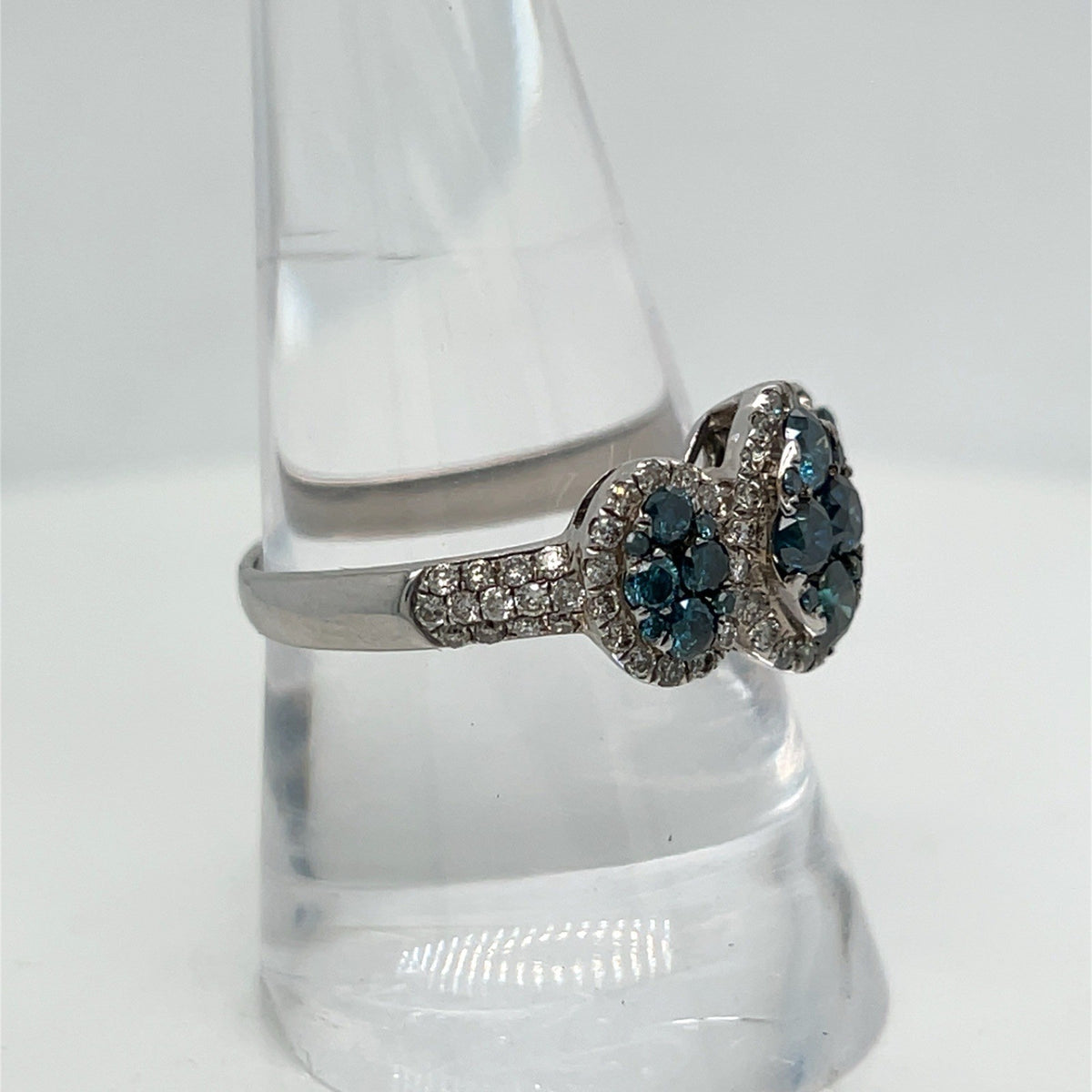 Effy 14K Solid White Gold Blue & White Diamond Ring Size 9 (view 5)