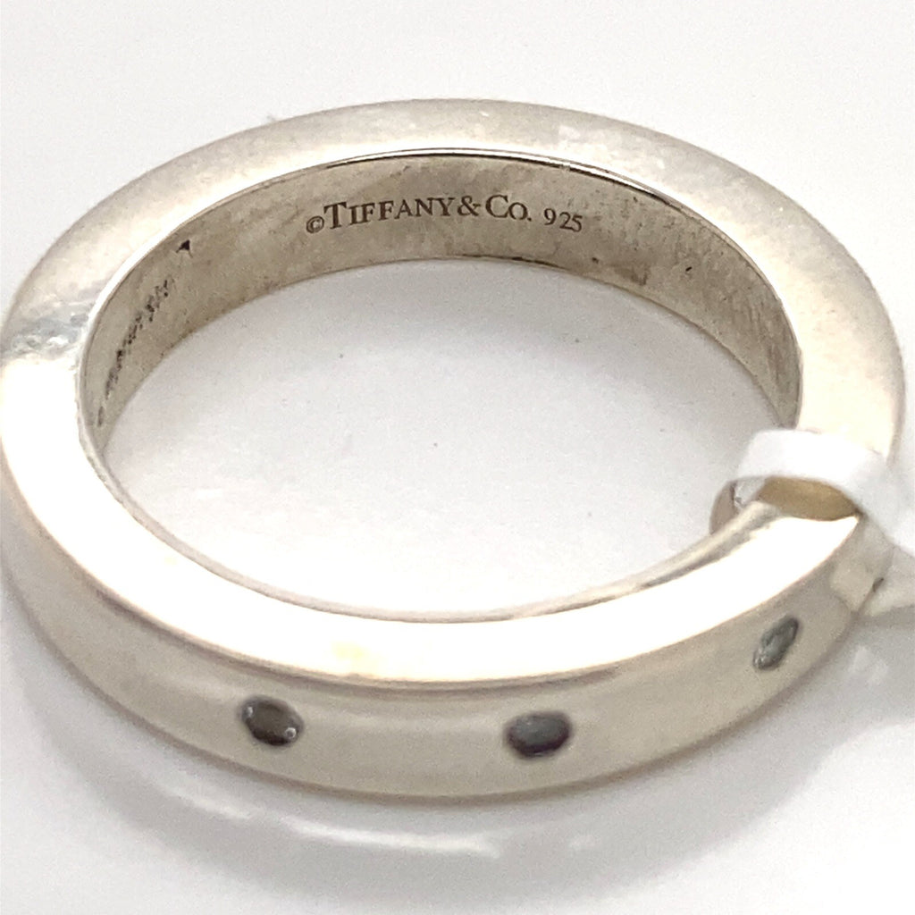 0.05tcw Tiffany & Co. Sterling Silver 3 Diamond 4mm Band Ring Size 5 — view 2