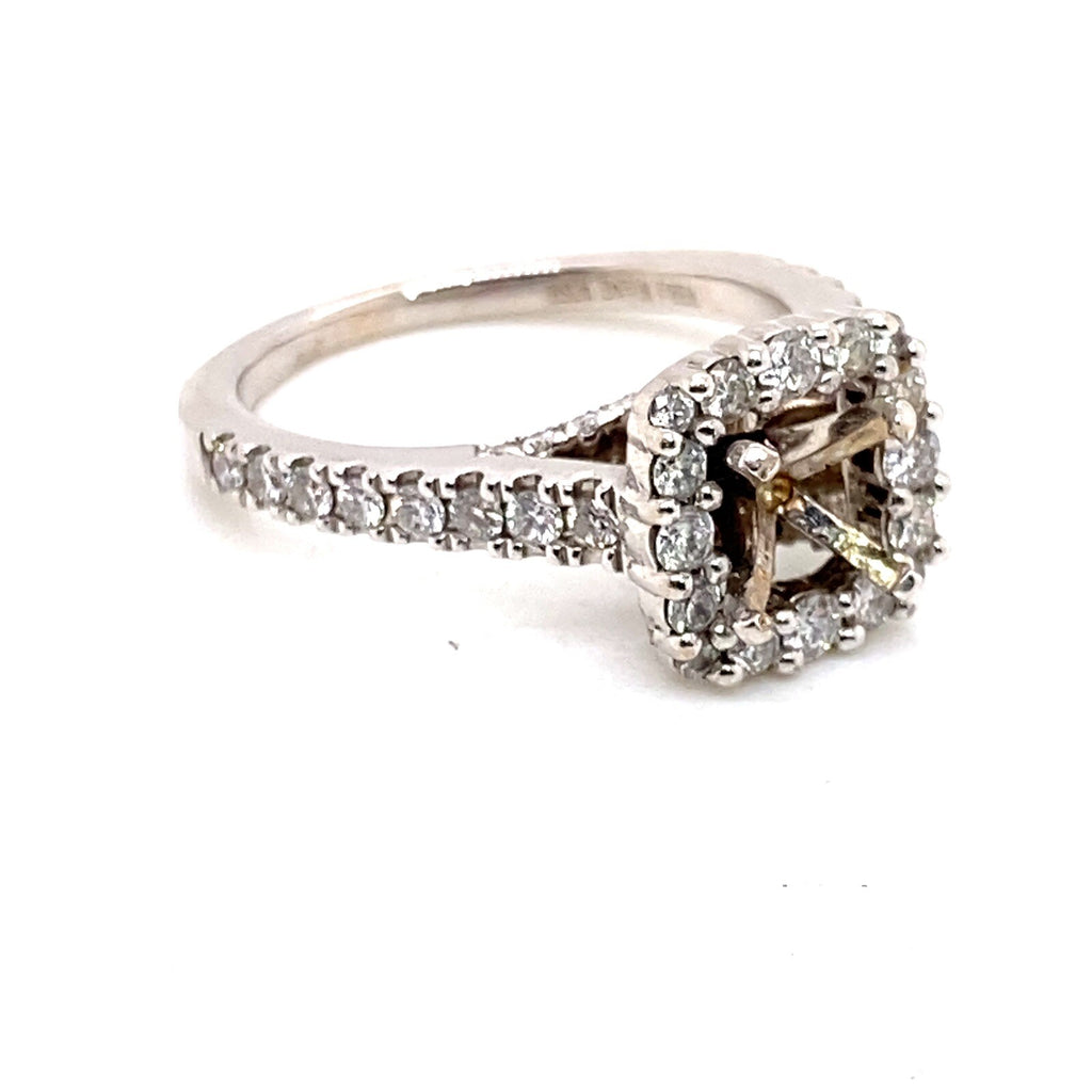 VERA WANG 14K white gold semi-mount diamond ring for round diamond center stone. (view 2)