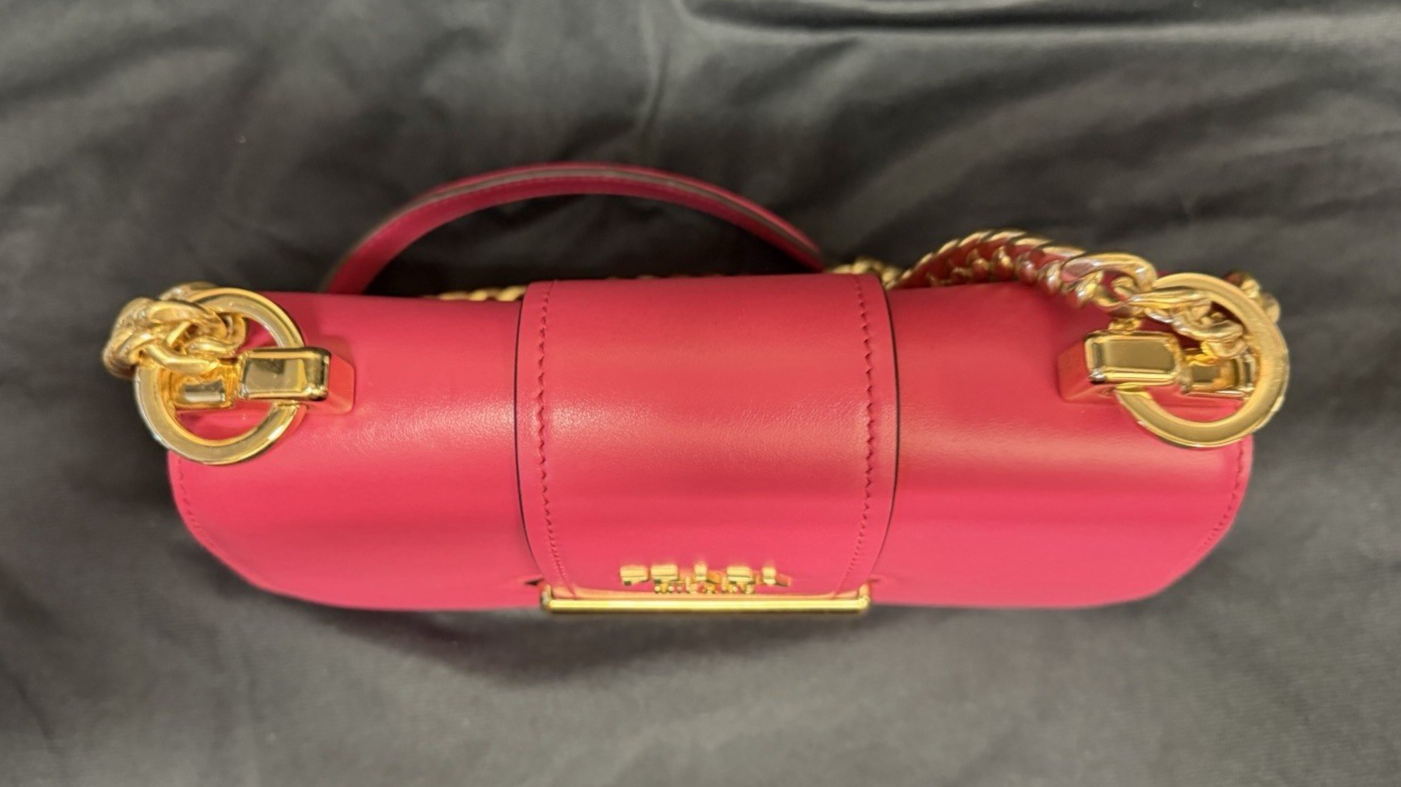 Prada Sidonie Calfskin Handbag Pink and Gold Chain Strap — view 6