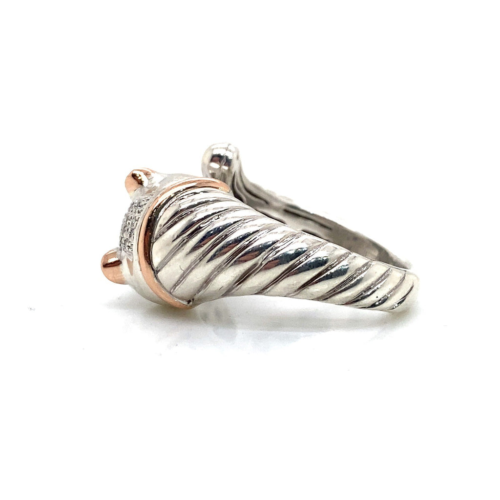 Effy Sterling SIlver 14k Rose Gold Diamond Tsavorite Panther Ring Size 7.5 — view 4