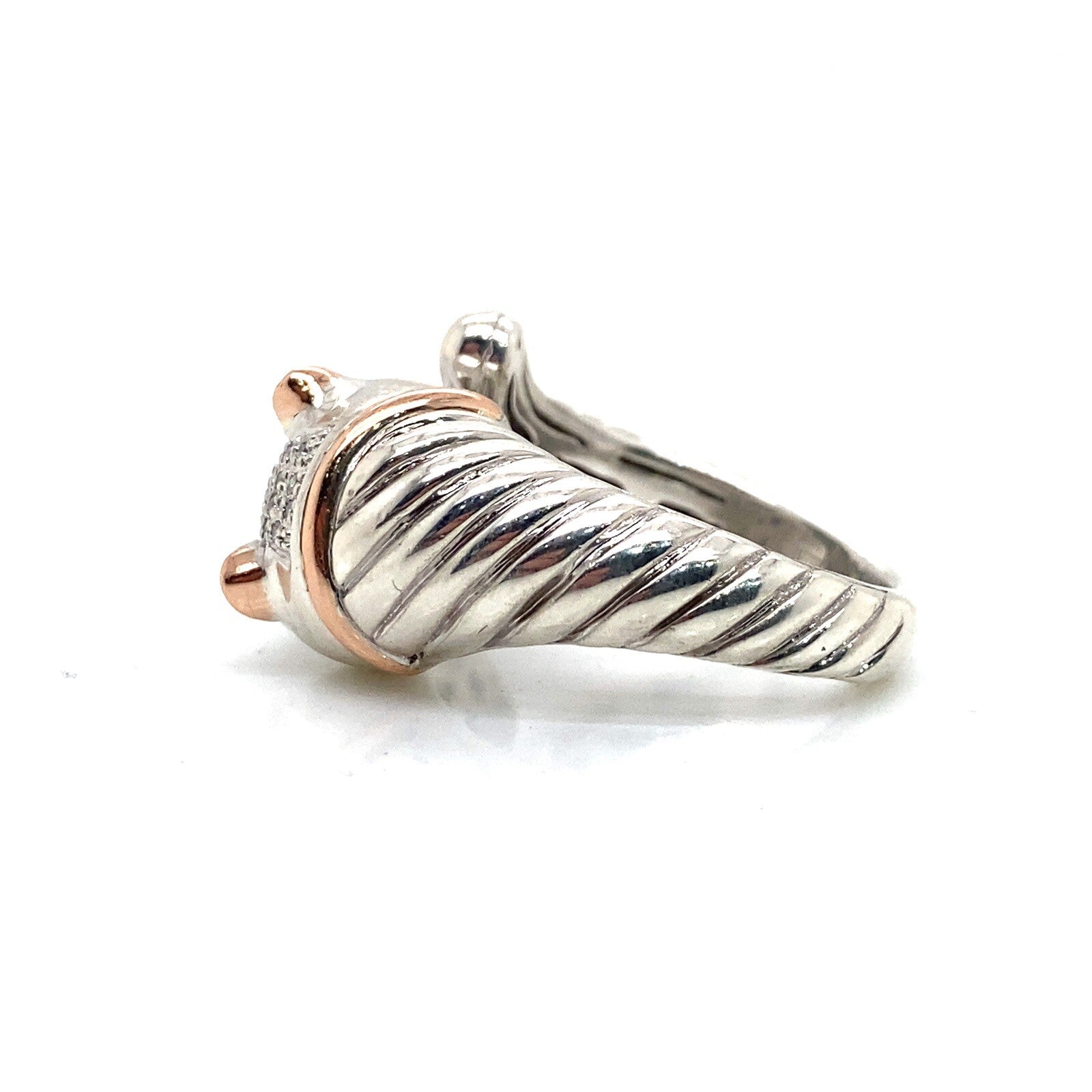 Effy Sterling SIlver 14k Rose Gold Diamond Tsavorite Panther Ring Size 7.5 — view 4