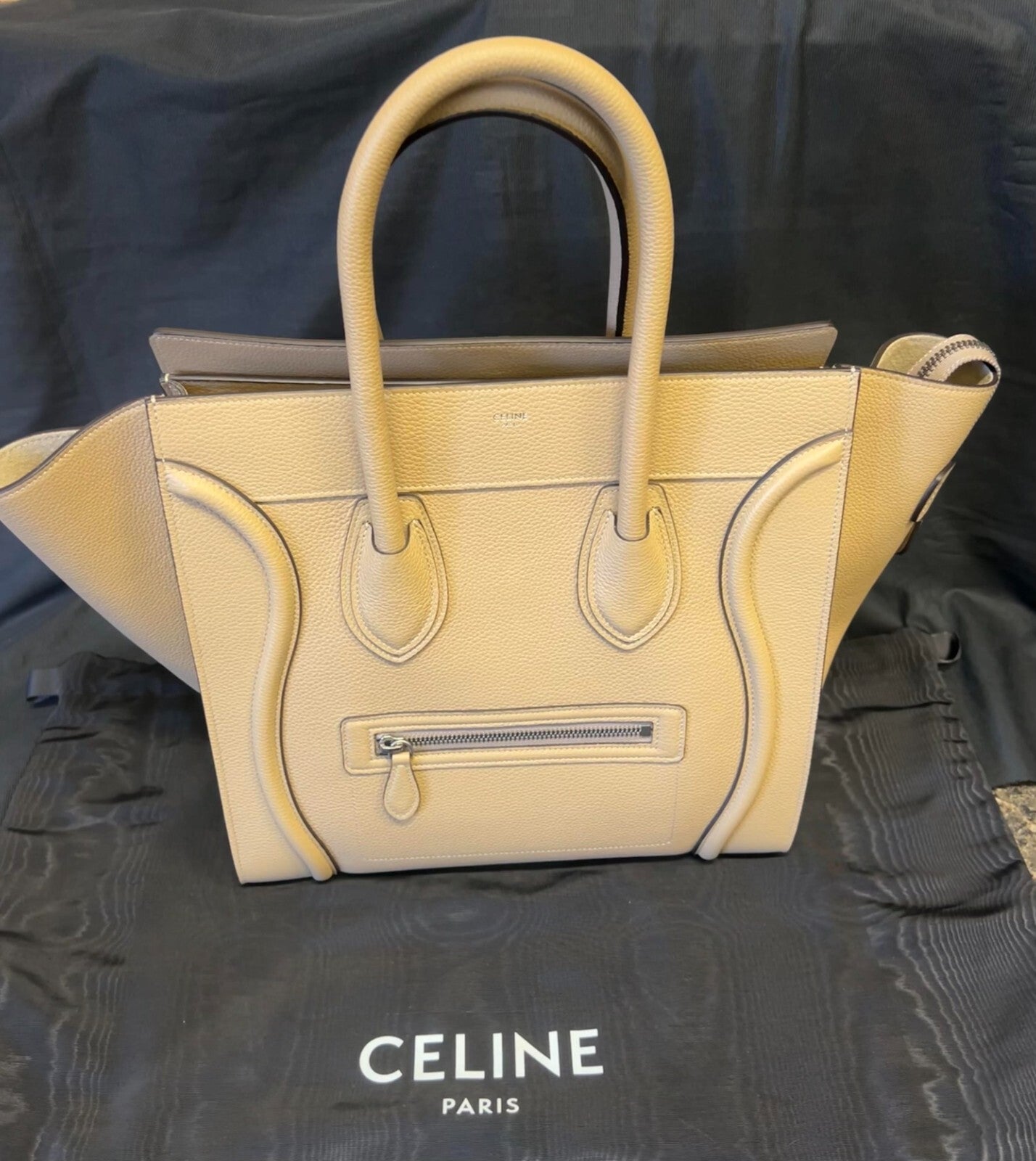 CELINE LUGGAGE PHANTOM LEATHER HANDBAG DOUBLE HANDLE TOTE TAUPE — Certified Authentic | San Diego Jewelry Buyers