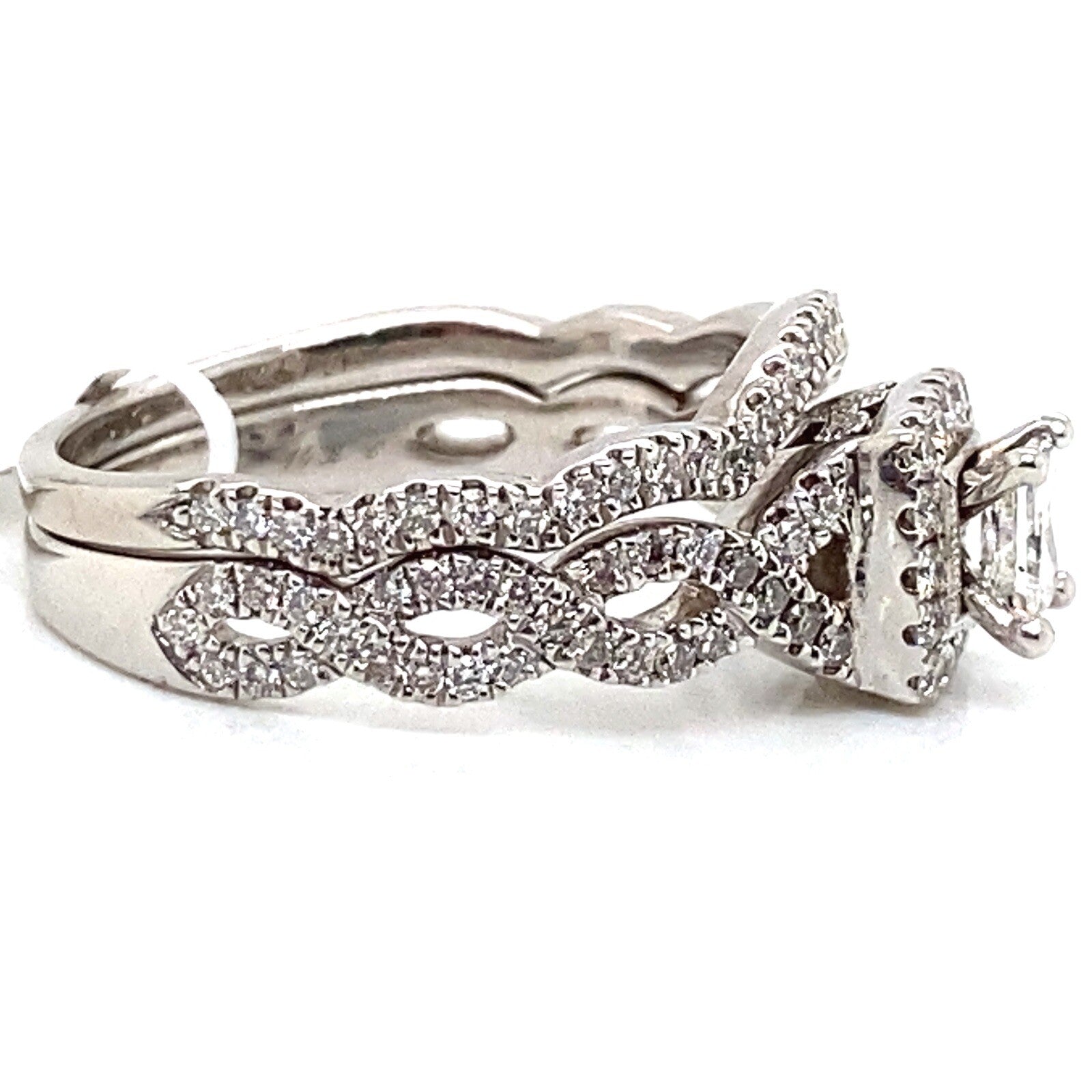 Neal Lane 1.41ctwa Princess cut diamond engagement ring wedding band set w/ Halo — view 3