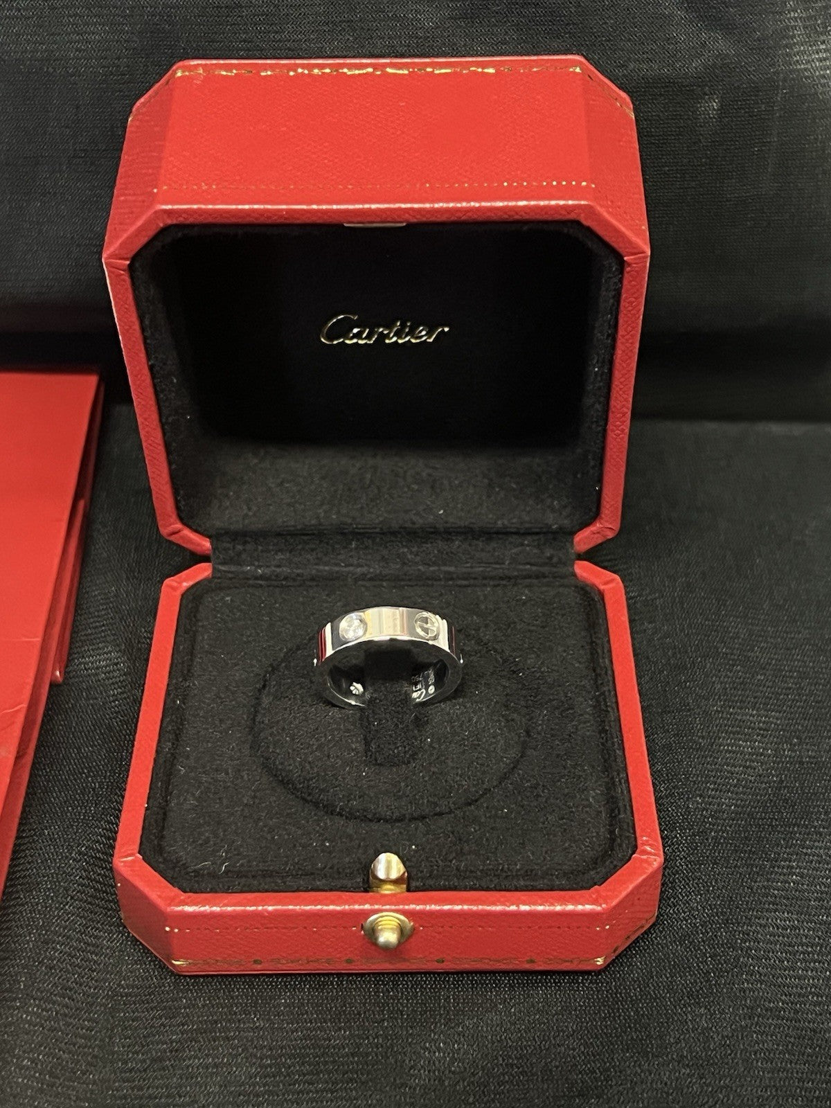 Cartier Love Ring Classic 5.5mm 3 Diamonds 0.23tcw 18K White Gold Size 55 (7.5) — Certified Authentic | San Diego Jewelry Buy