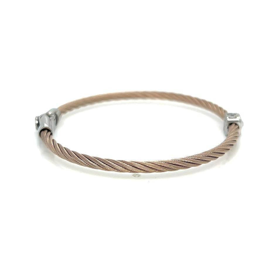 Alor Single Square Essential Stackable Bracelet 6 in Stainless Steel 14K Gold (view 2)