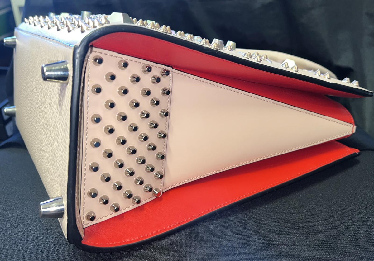 Christian Louboutin Paloma Medium Top Handle Bag Beige Leather Red Interior (view 7)