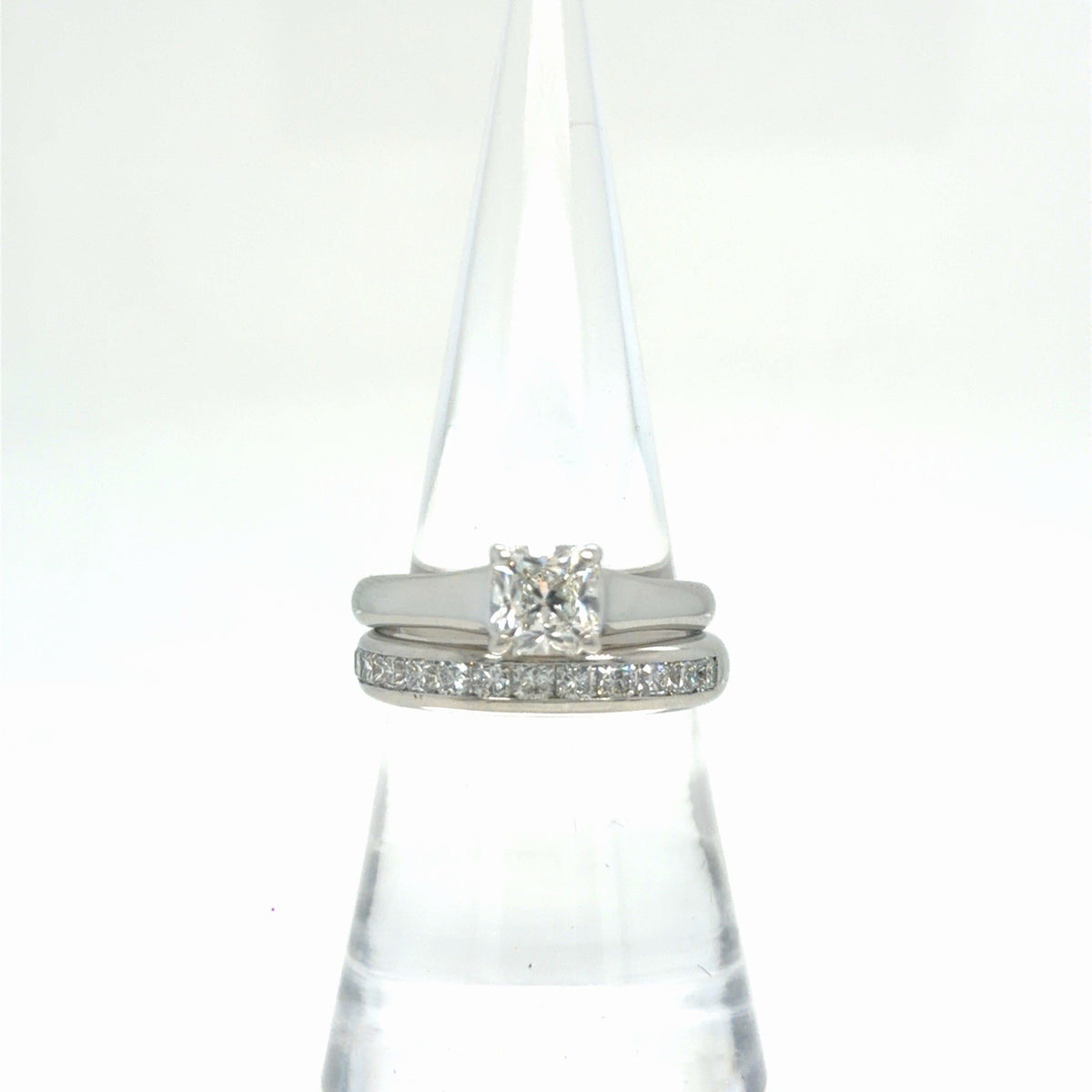 Tiffany & Co. Lucida Ring Set PT950 1.06ct Solitare & Channel Set Band Size 7.5 (view 1)