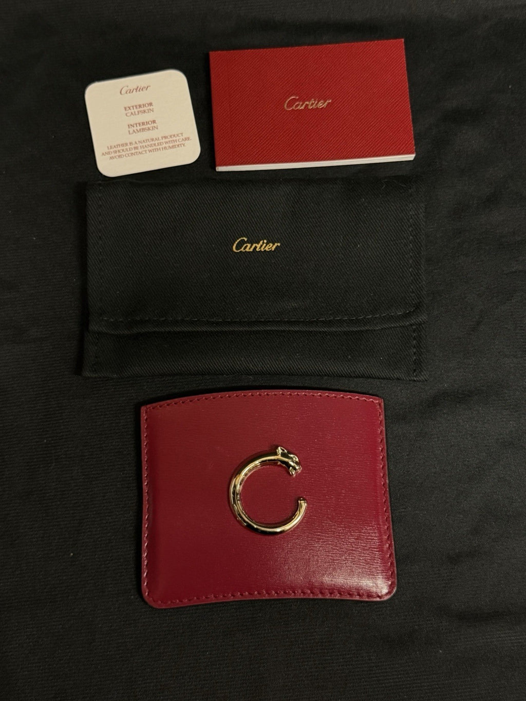 Cartier Panthere de Cartier Card Holder Red Wine Gold C Logo (view 10)