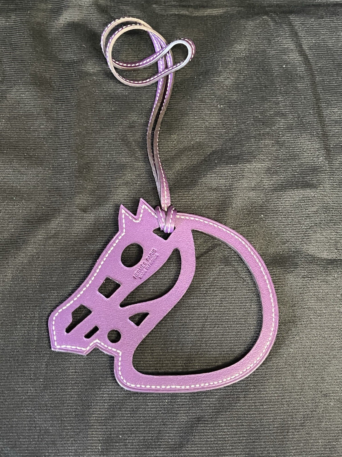 Hermes Paddock Cheval Horse Leather Bag Charm Purple (view 2)