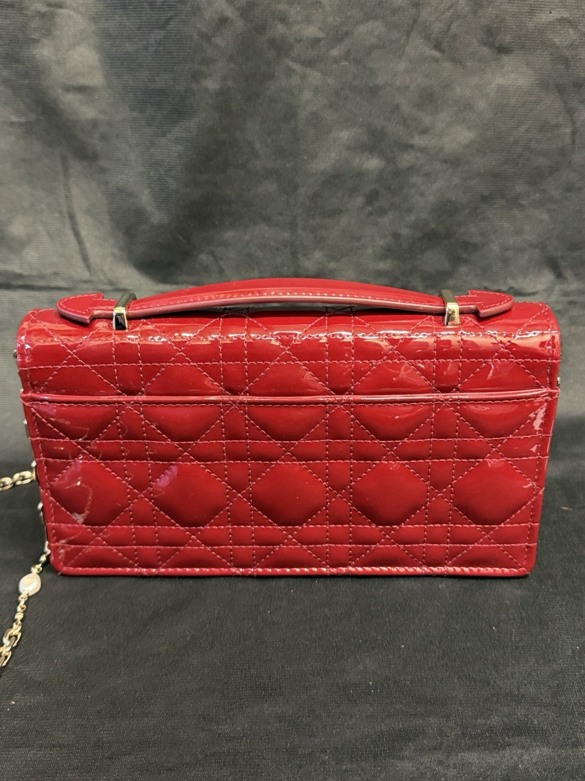 Christian Dior My Dior Mini Bag Cherry Red Patent Cannage Calfskin, Chain Strap — view 3