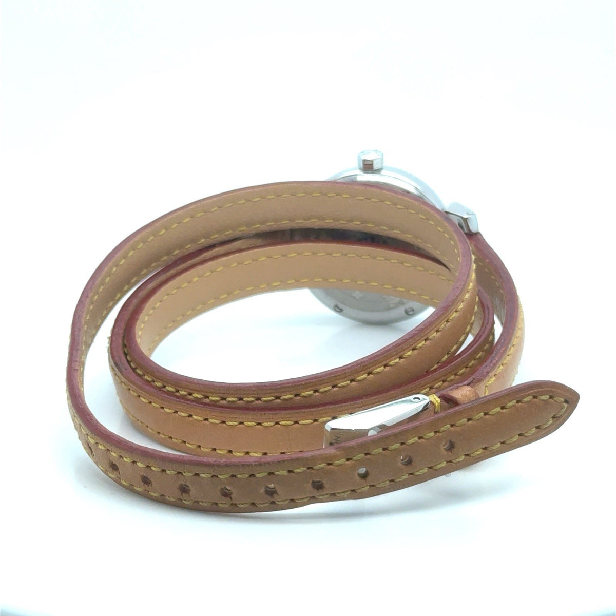 Louis Vuitton Tambour Triple Tour Watch Brown Dial Tan Leather Wrap Strap 28MM (view 4)