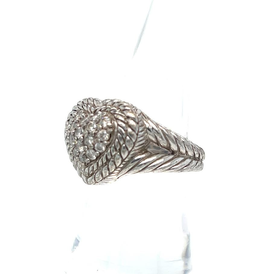 Judith Ripka Sterling Silver 925 Cubic Zirconia Heart Ring Size 6 (view 2)