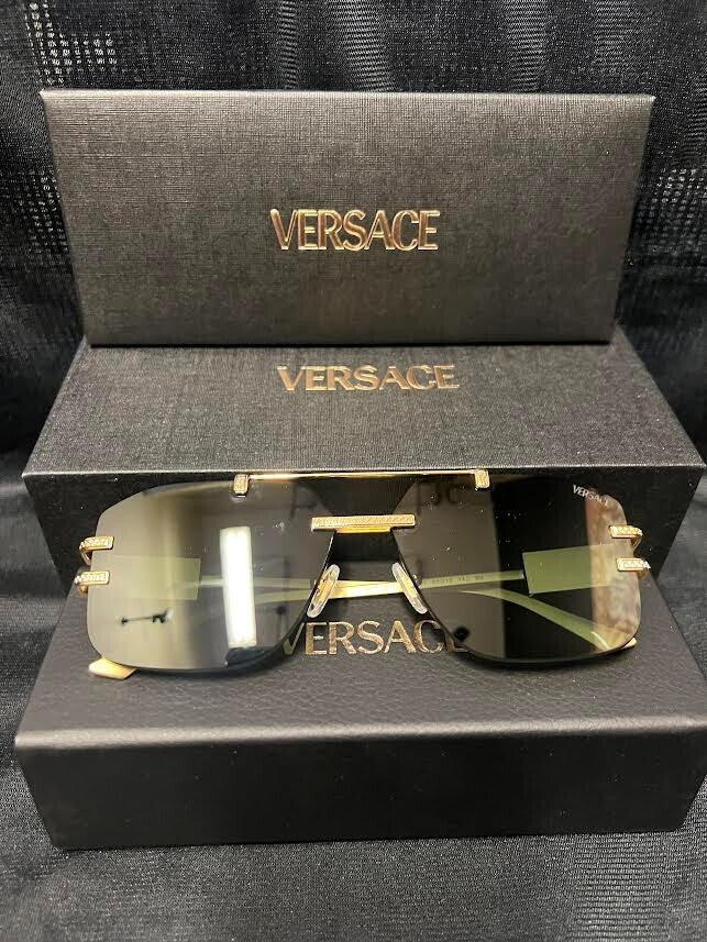 VERSACE SUNGLASSES VE2275 100287 GOLD FRAME DARK GREY LENS 140mm — view 6
