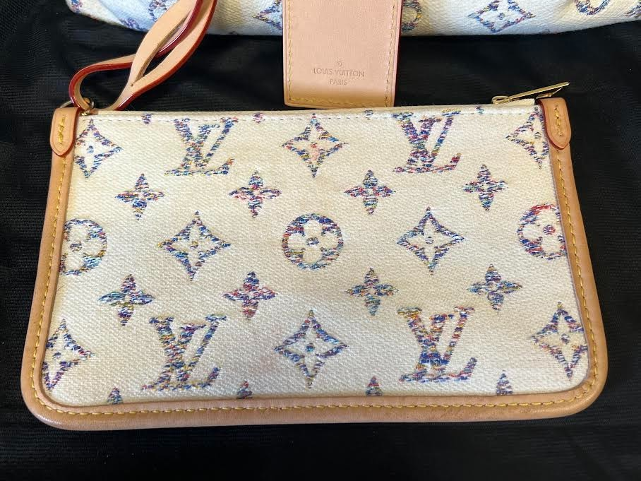 Louis Vuitton Monogram Jaquard Carryall PM Shoulder Bag, Pouch & Mirror Name Tag (view 11)