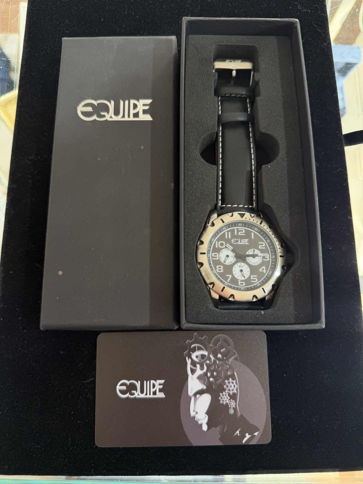 Equipe Turbo 44mm Black Leather Strap Men's Watch EQUT102 (view 13)