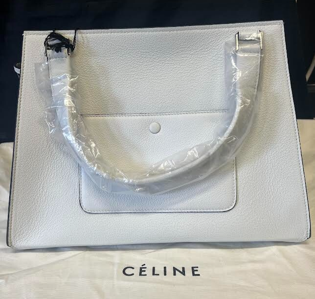 CELINE GRAINED CALFSKIN MEDIUM EDGE SHOULDER BAG WHITE W DUST BAG — view 5
