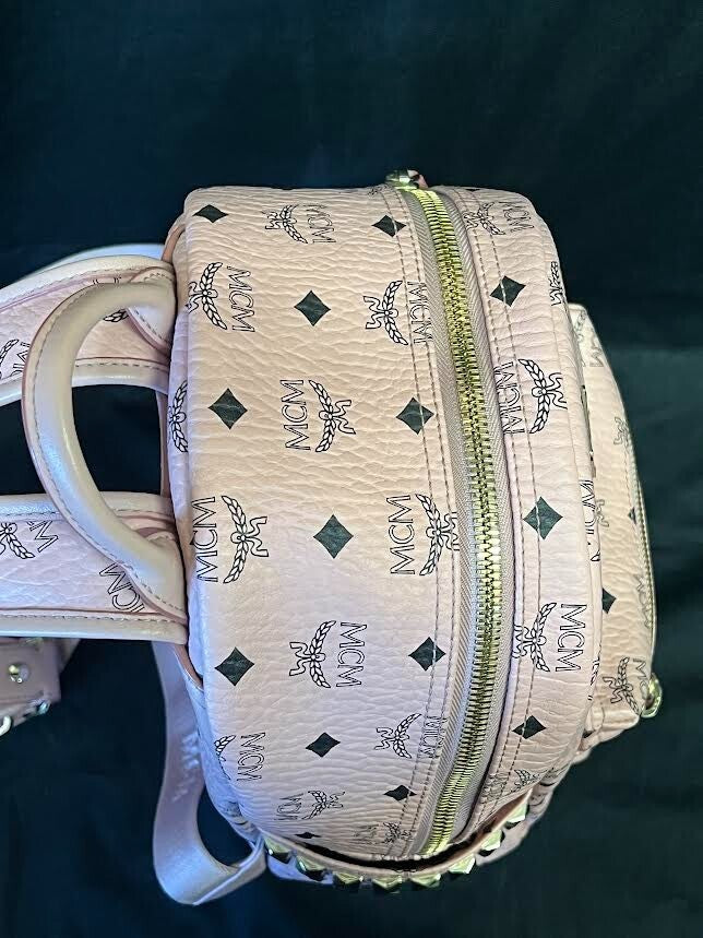 Mcm Stark Side Studs Backpack IN Visetos Small Soft Pink - Canvas/leather (view 4)