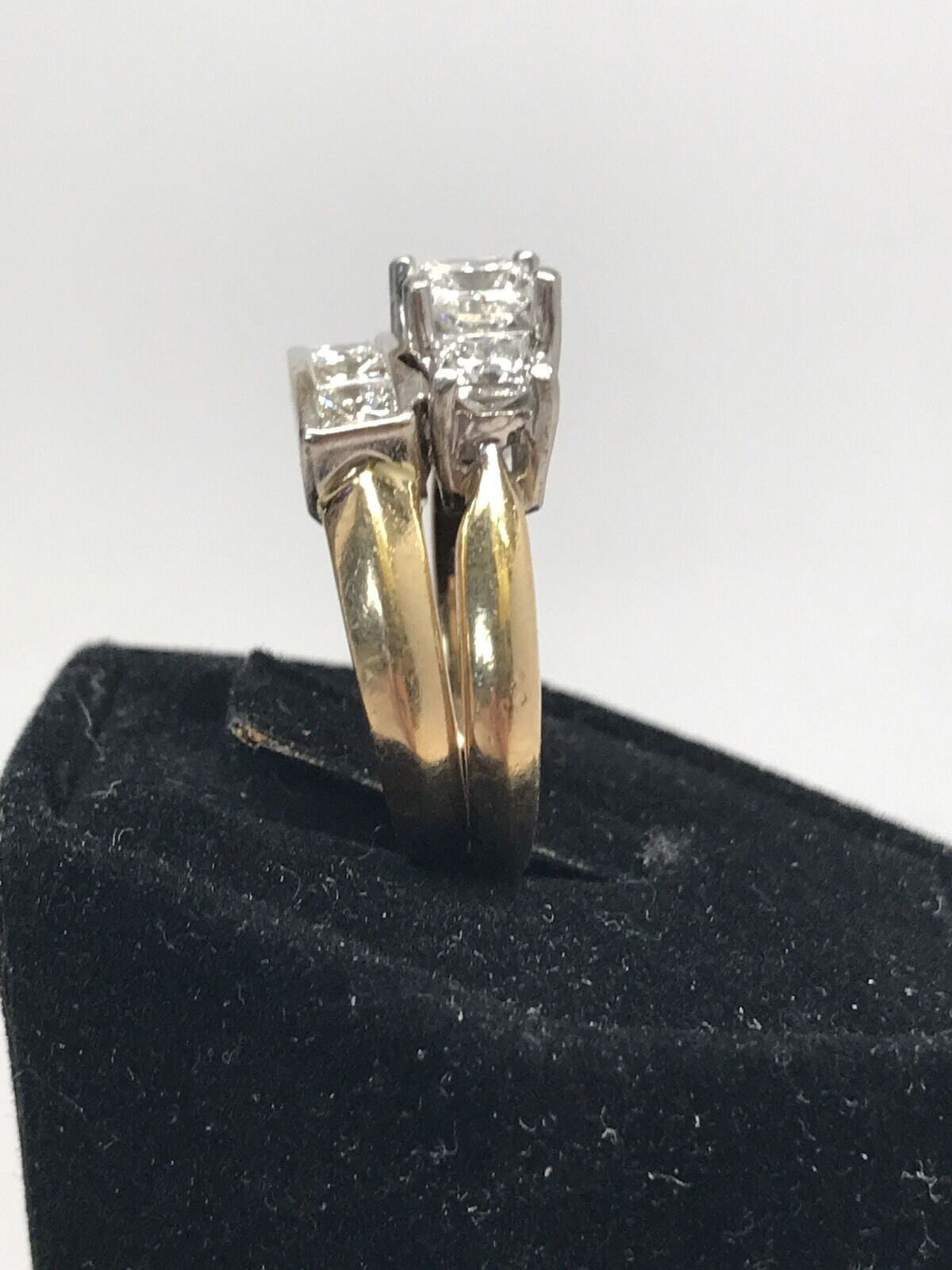 No Brand 2.20tcw Three Stone Diamond Engagement Ring and Wedding Band 17k Gold & Platinum — view 5