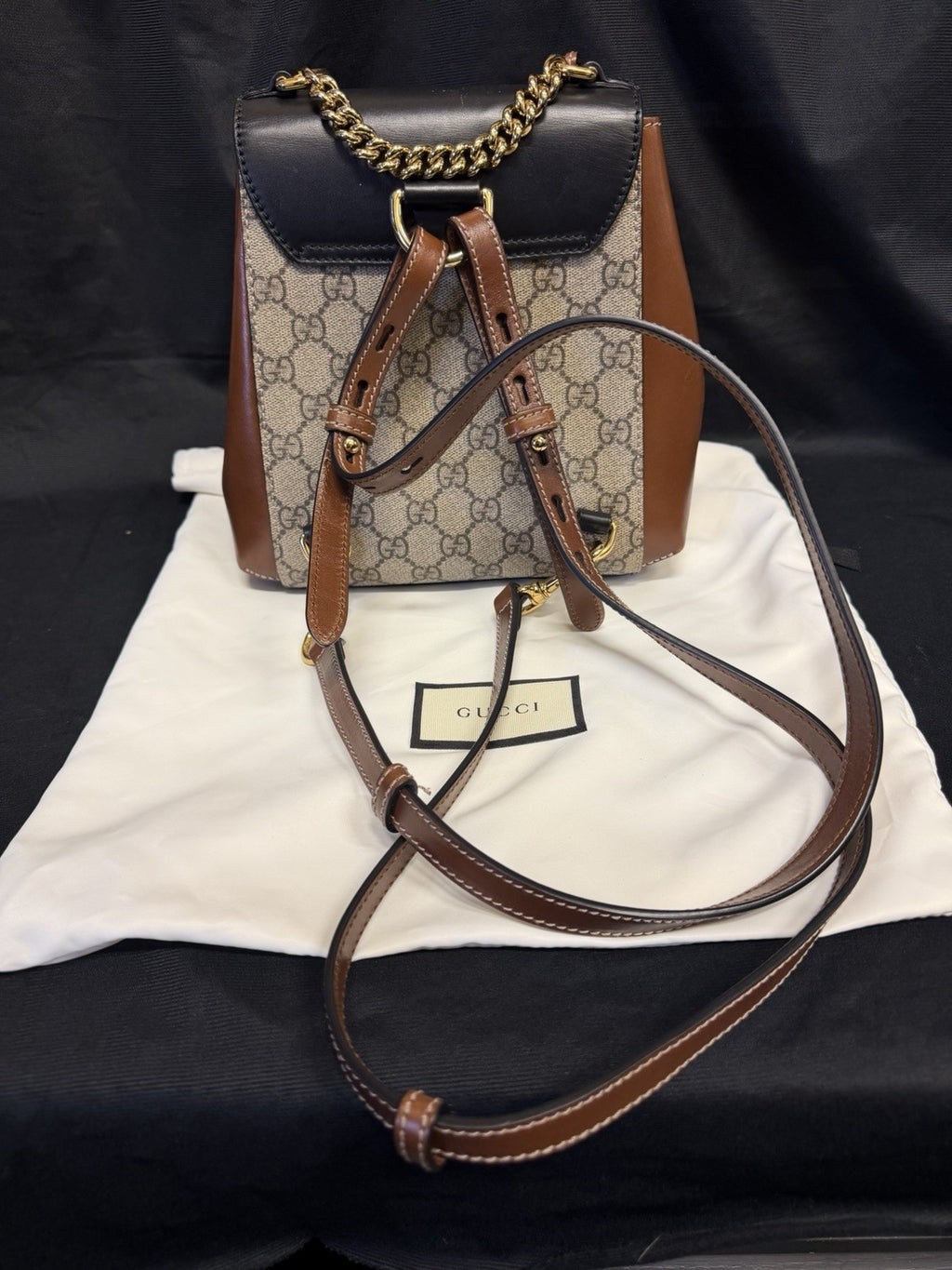 Gucci Padlock Mini Backpack Beige GG Supreme Canvas Brown/Black — view 11