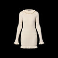Louis Vuitton Ruffle Trim Ribbed Knit Dress Long Sleeve Milky White - Size XS (view 1)
