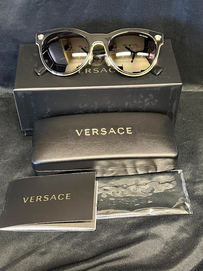 VERSACE POLARIZED SUNGLASSES VE2198 1002T3 BLACK LIGHT GREY GRADIENT GREY 145mm — view 6