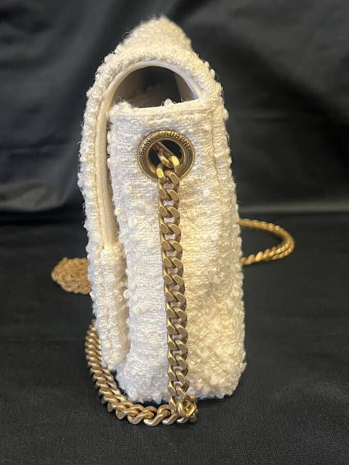 Ysl Saint Laurent Kate 99 Tweed Tassel Shouldet Bag W Chain Strap Cream (view 4)