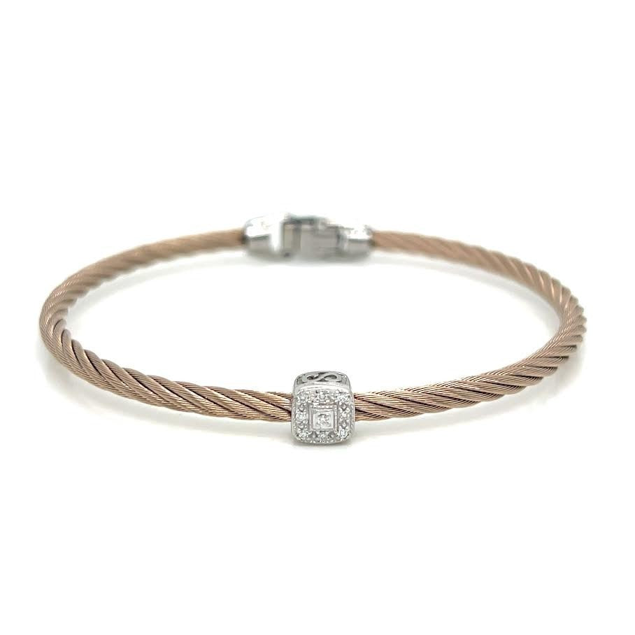 Alor Single Square Essential Stackable Bracelet 6 in Stainless Steel 14K Gold (view 1)