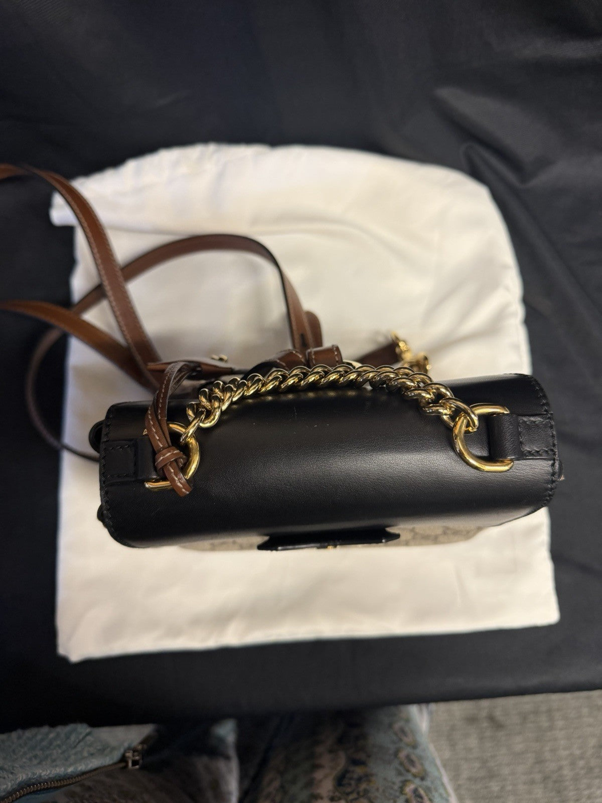 Gucci Padlock Mini Backpack Beige GG Supreme Canvas Brown/Black — view 6