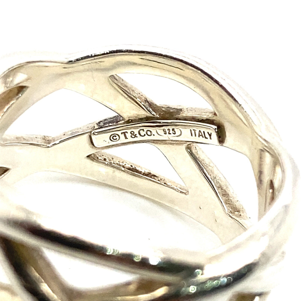 Tiffany & Co silver 925 ring open woven work, no stones size 7.25 (view 4)