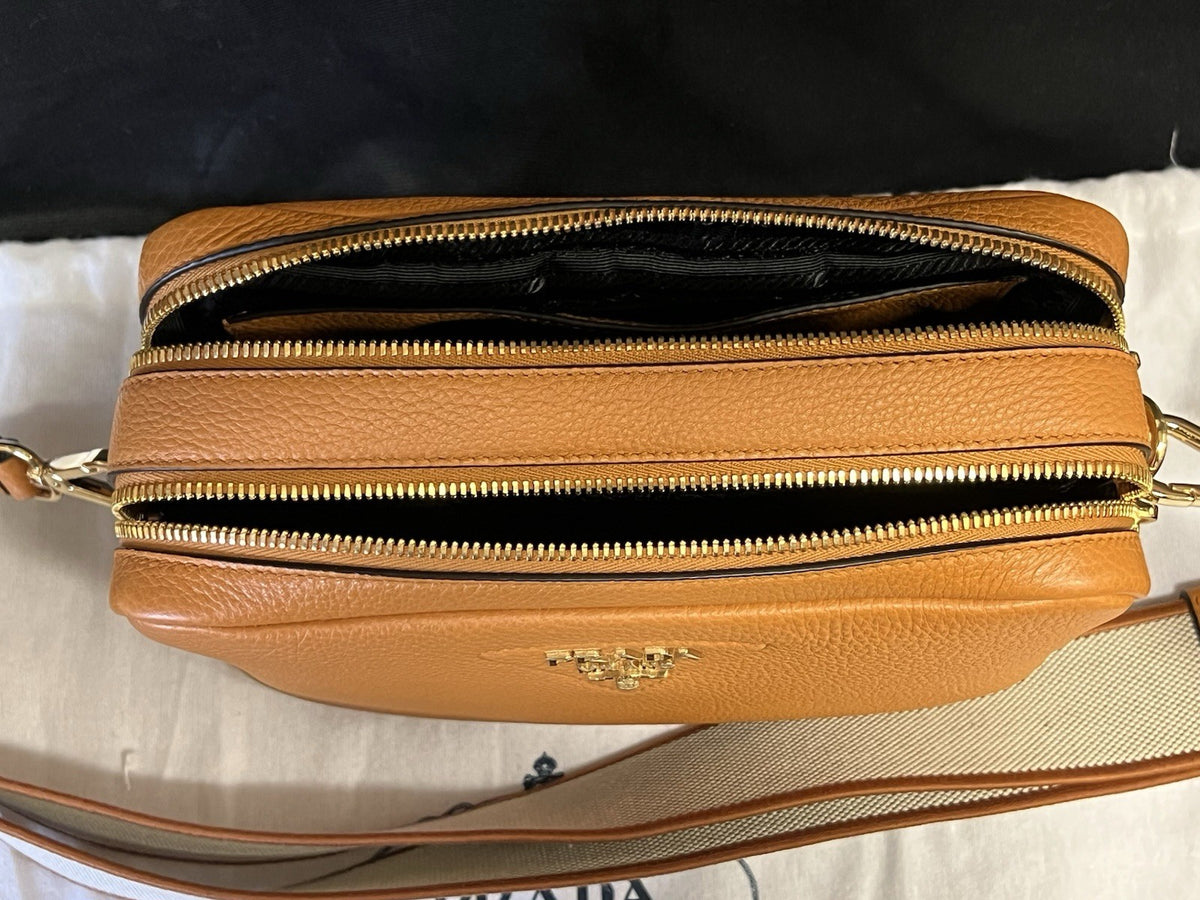Prada Small Leather Shoulder Bag with Extra Strap Amber 1BH082_2DKV_F04GV_V_7NM (view 6)