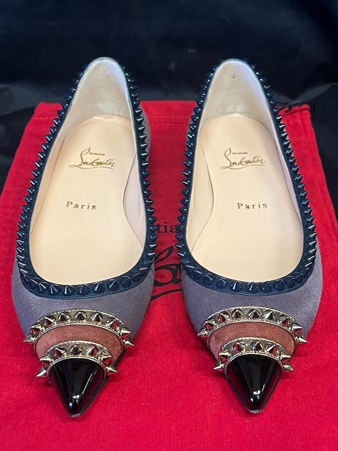 Christian Louboutin Calf Hair Spiked Malabar Hill Flat Size 38 (us 8) (view 1)