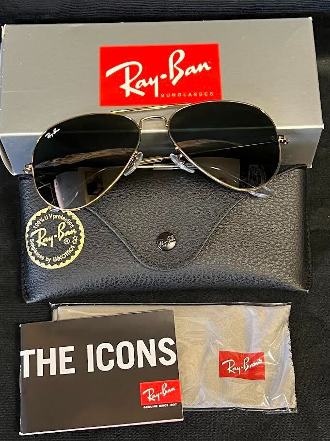 RAY-BAN SUNGLASSES AVIATOR LARGE METAL RB3025 L0205 ARISTA G-15 GREEN 135mm — view 5