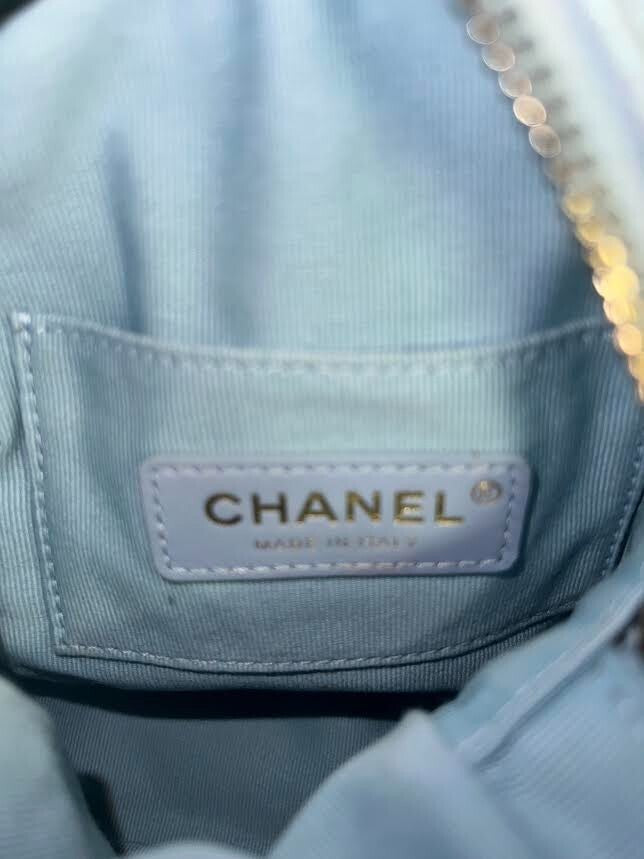 Chanel MY Perfect Camera Bag Mini Blue Iridescent W Gold Adjustable Chain Strap (view 8)