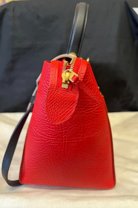 CELINE ELEPHANT CALFSKIN MINI TRI-COLOR BELT BAG VERMILLION W REMOVABLE STRAP — view 5