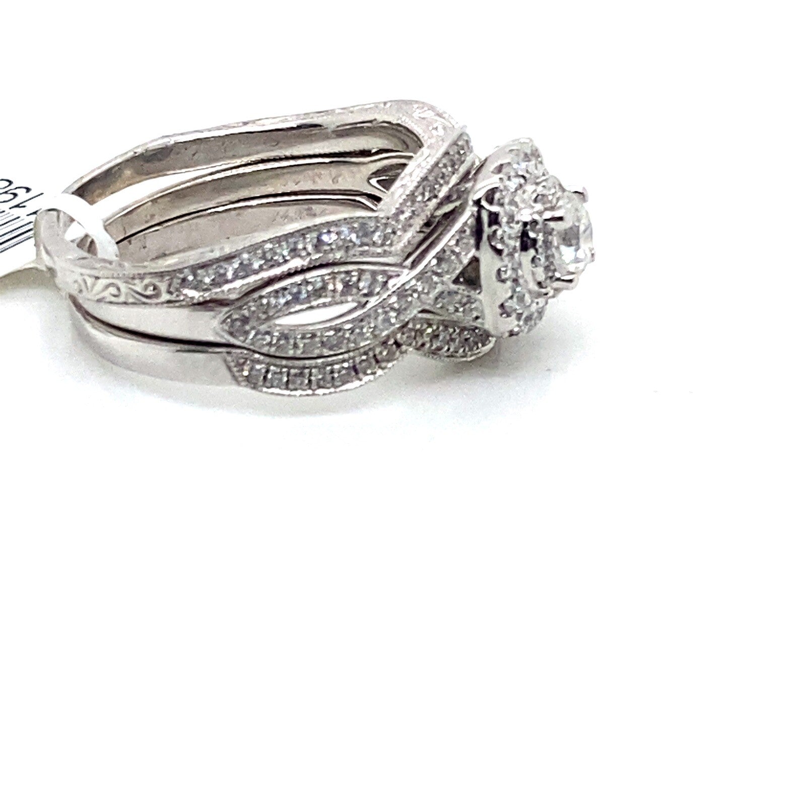 1.79tcw Neil Lane 14k White Gold Diamond Engagement Ring and Wedding Bands — view 3