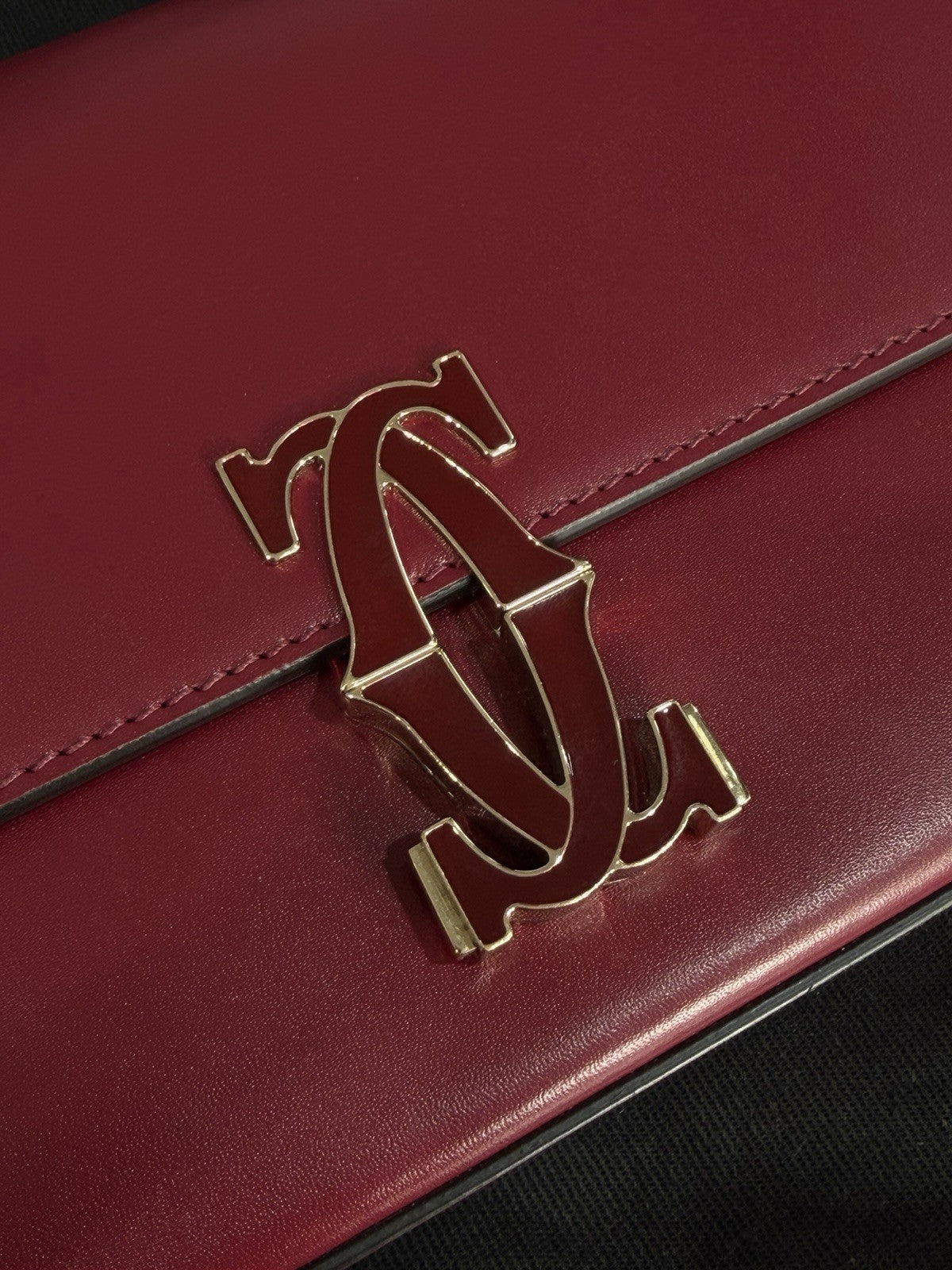 Cartier Mini Bag, C de Cartier Cherry Red Calfskin Gold Hardware Chain Strap (view 12)