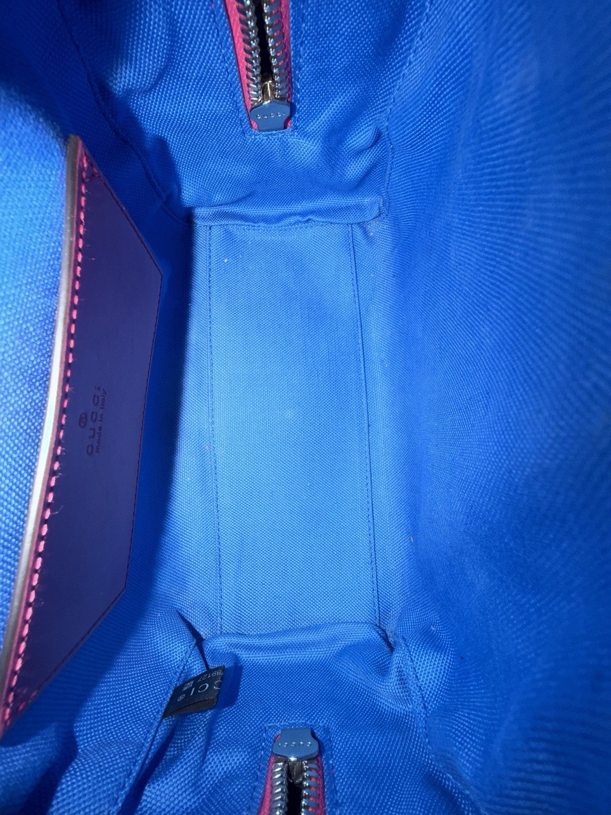 Gucci GG Tennis Bi-color Perforated Mini Duffle Bag Fushia/Blue Leather — view 7