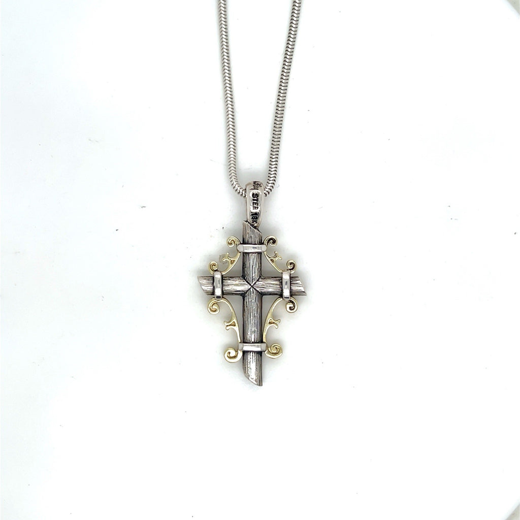 Ann King Sterling Silver 925 18K Yellow Gold Queen's Cross Ivy Pendant Necklace (view 2)