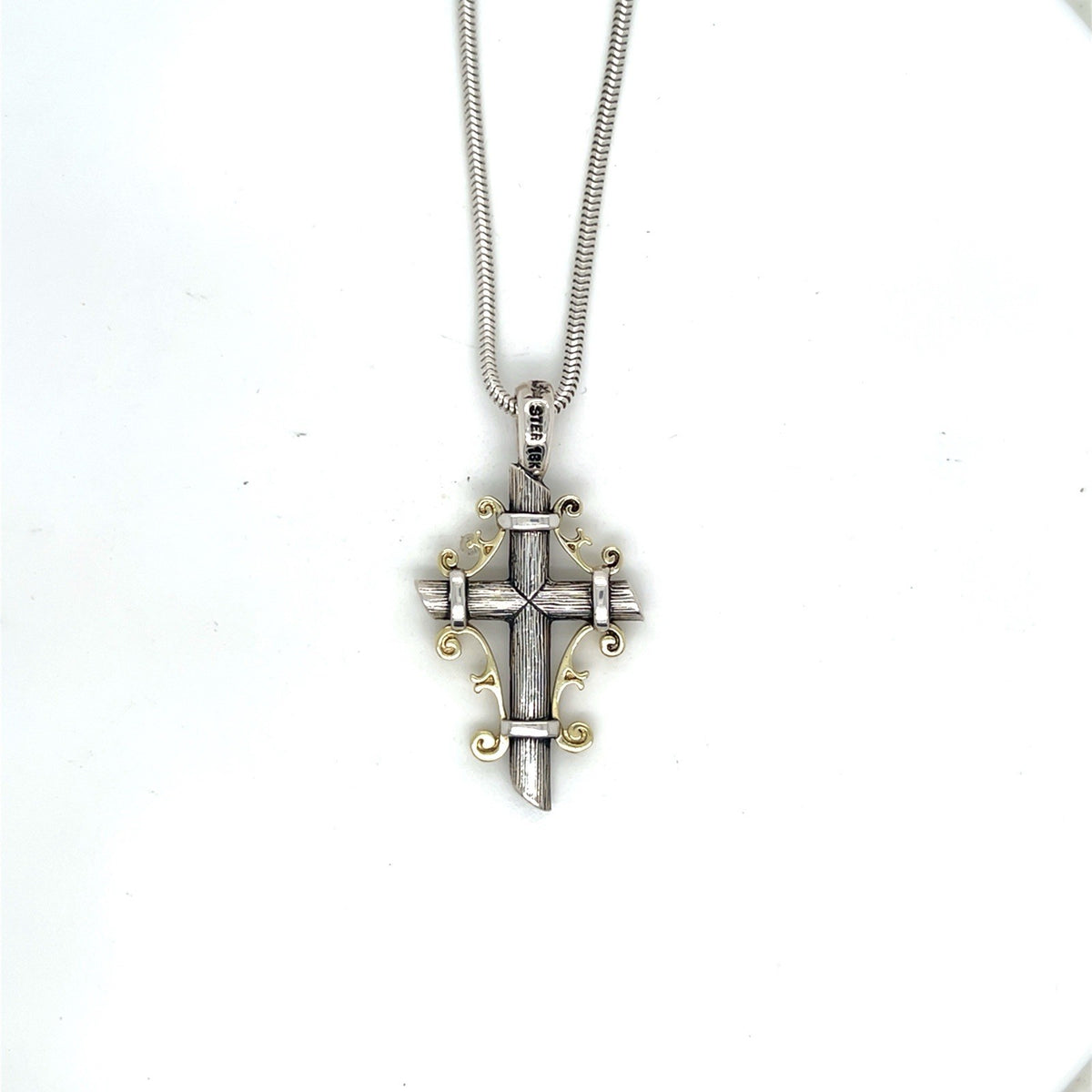 Ann King Sterling Silver 925 18K Yellow Gold Queen's Cross Ivy Pendant Necklace (view 2)