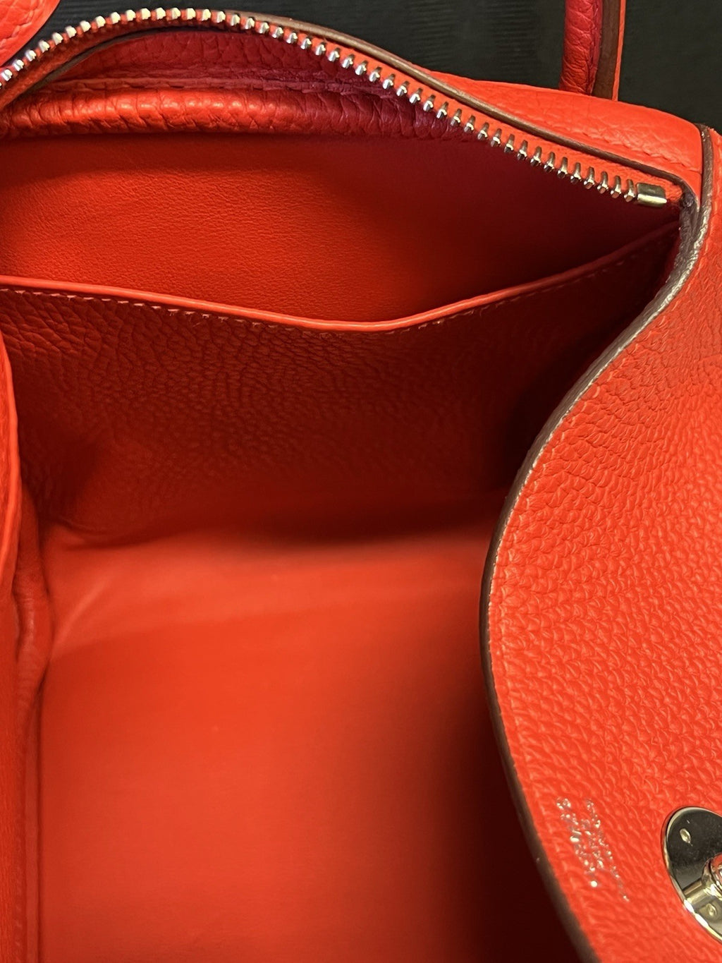Hermes 2017 Lindy 30 Red Leather Shoulder Bag, Organizer & Dust Bag (view 10)