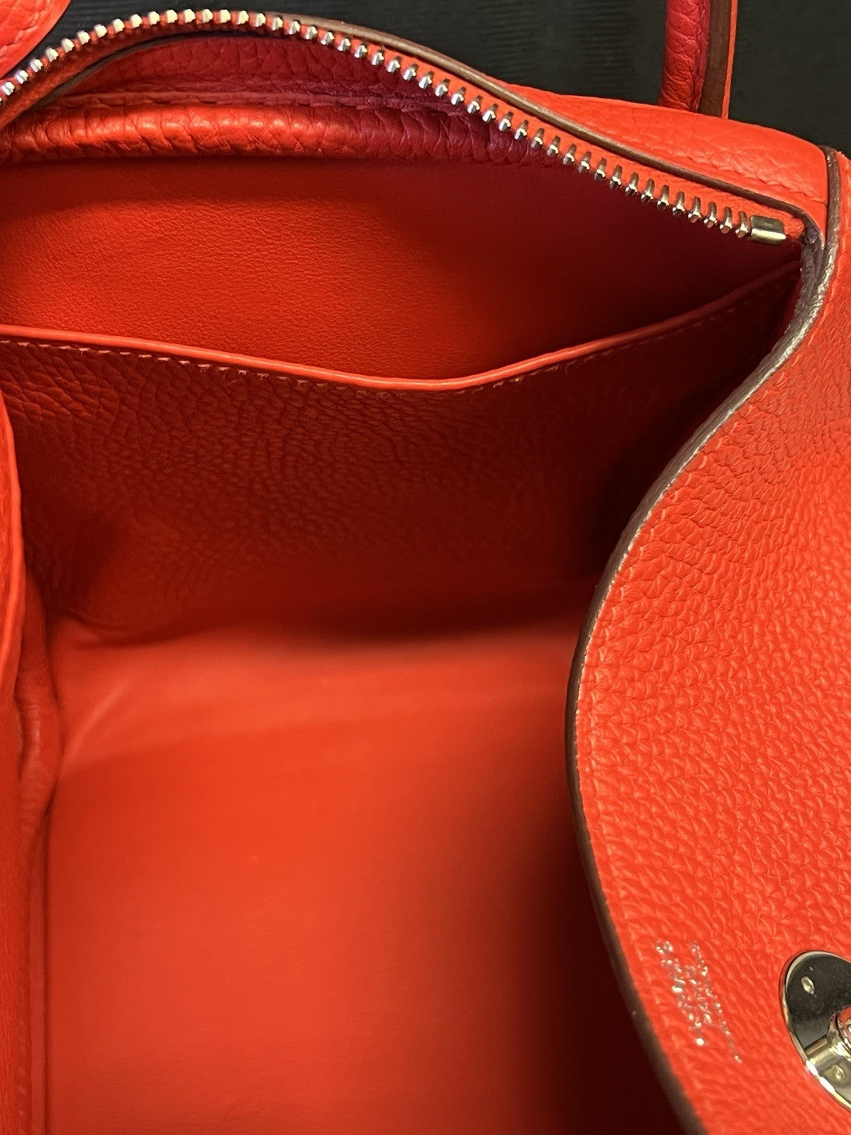 Hermes 2017 Lindy 30 Red Leather Shoulder Bag, Organizer & Dust Bag (view 10)