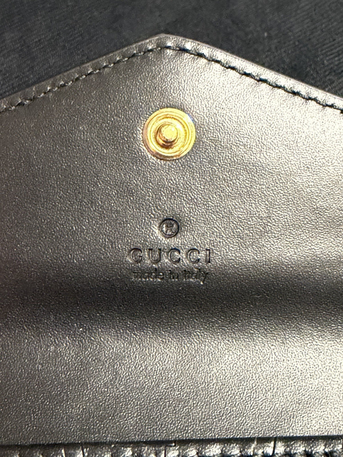 Gucci GG Emblem Card Case Black Leather Gold Hardware8