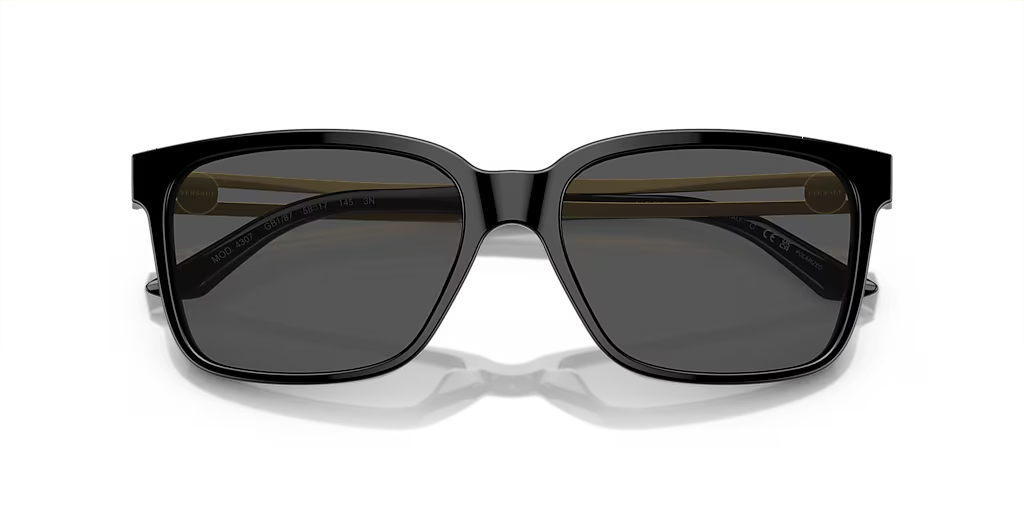 Versace Square Sunglasses Black, Gold Frame/Grey Lens VE4307 GB1/87 58-17 145mm — view 5