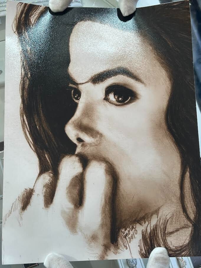 Michael Jackson Nate Giorgio 2 Original Paintings & Print given to Melinda Nones8