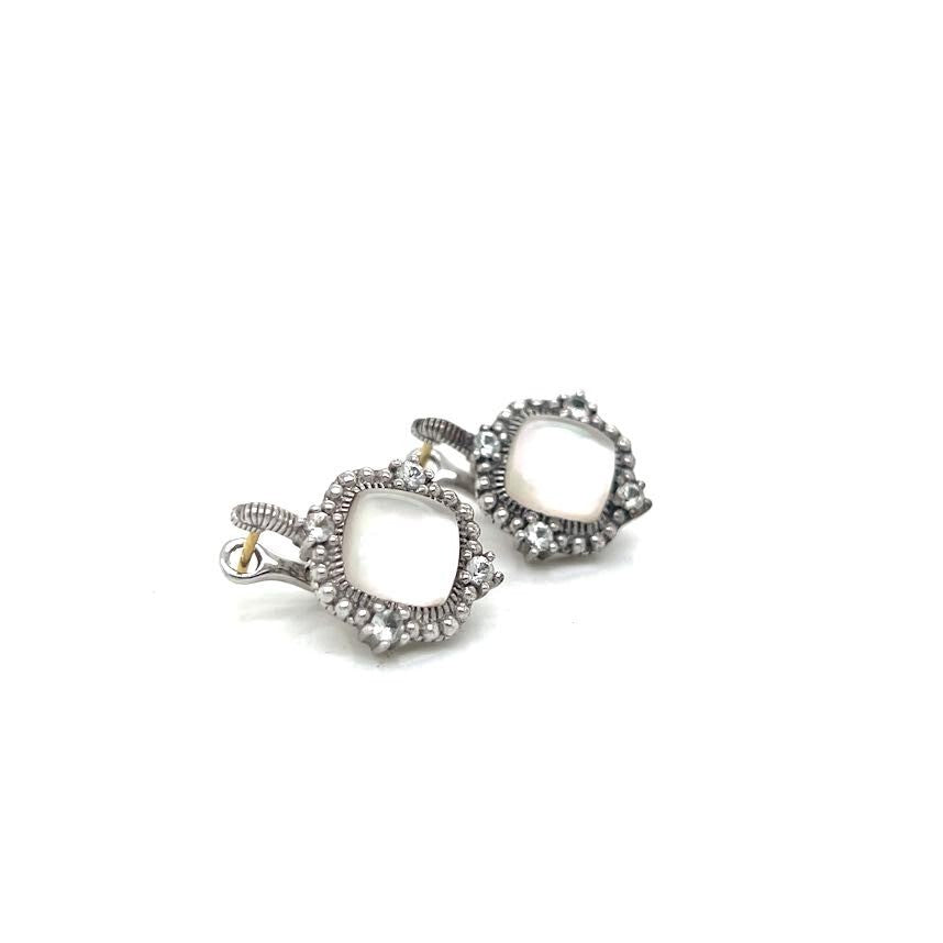 Judith Ripka Silver 925 Earrings 18K Gold Post (view 2)