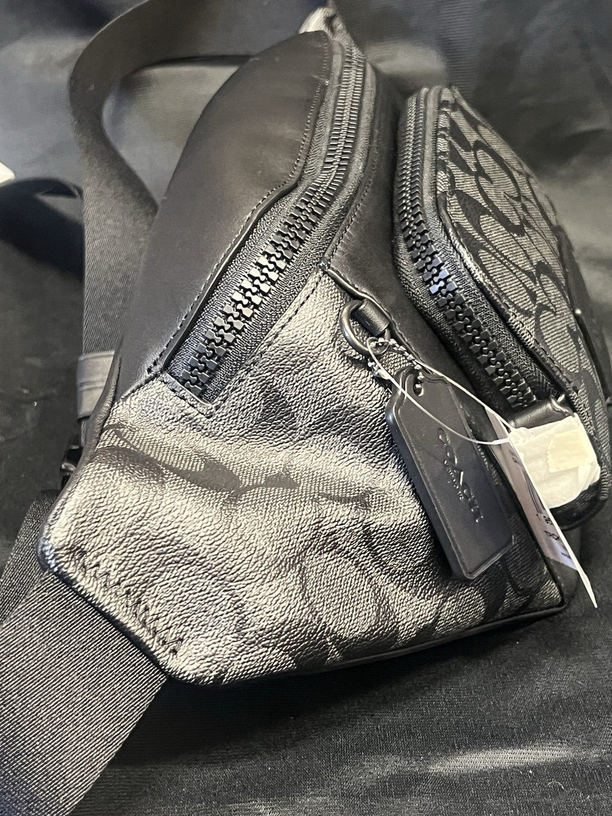 COACH TRACK BELT BAG C3765 CHARCOAL/GREY/BLACK WAIST BAG FANNY PACK — view 2